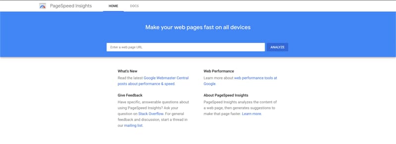 Google's PageSpeed Insights dashboard.