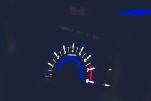 A car speedometer.