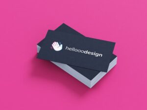 Business cards with the hellooodesign logo.