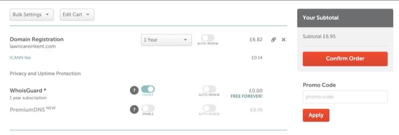 Domain name purchase