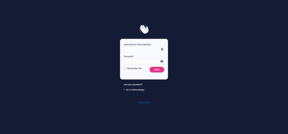 Your website's dashboard log-in page.