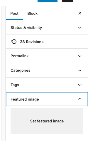 Set a featured image for your blog.
