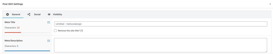 Post SEO settings.