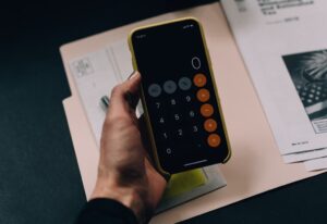 A calculator on a mobile.